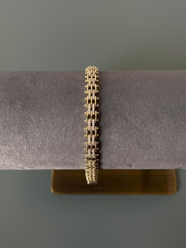 Hasır Detaylı Taş İşlemeli Bileklik 2