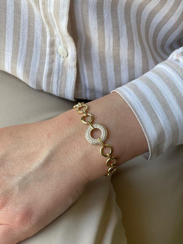Yuvarlak Halkalı Taş Detaylı Bileklik 1