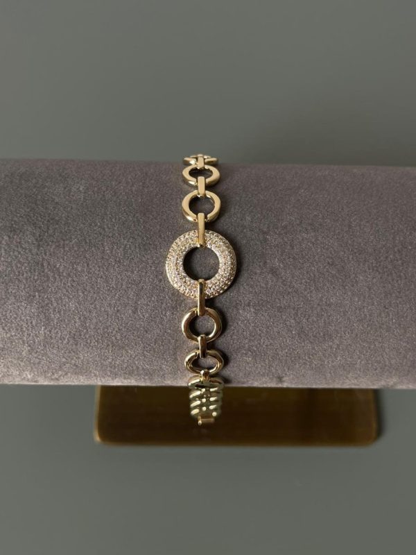 Yuvarlak Halkalı Taş Detaylı Bileklik 2