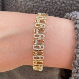 Altın Kaplama Zarif Taş Detaylı Halkalı Bileklik